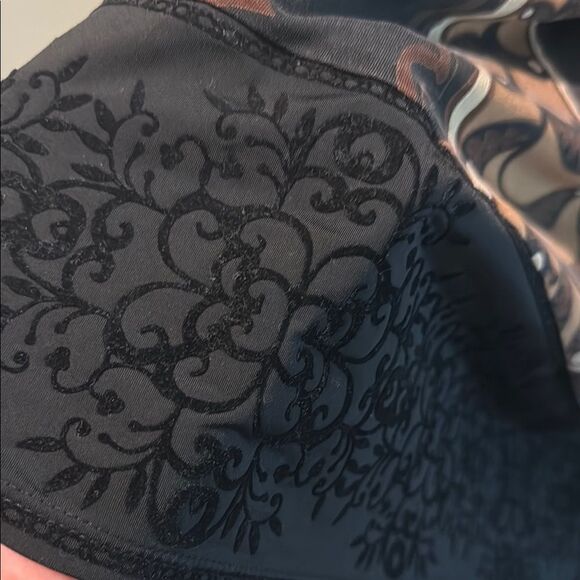 Hale Bob Brown Faux Wrap silk Dress with Bishop Sleeves size Large - Picture 7 of 14